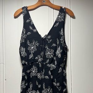 Lush Large Romper Black White Embroidered Floral
